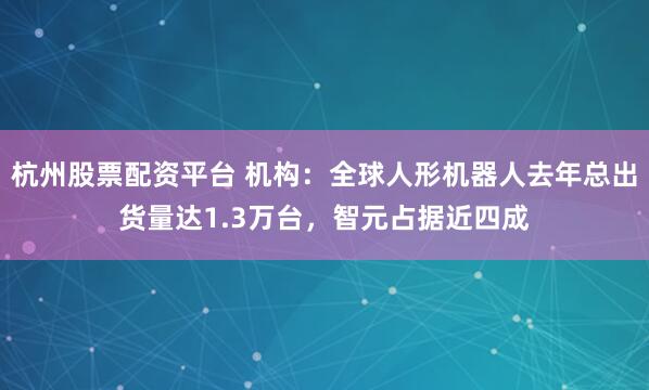 杭州股票配资平台 机构：全球人形机器人去年总出货量达1.3万台，智元占据近四成